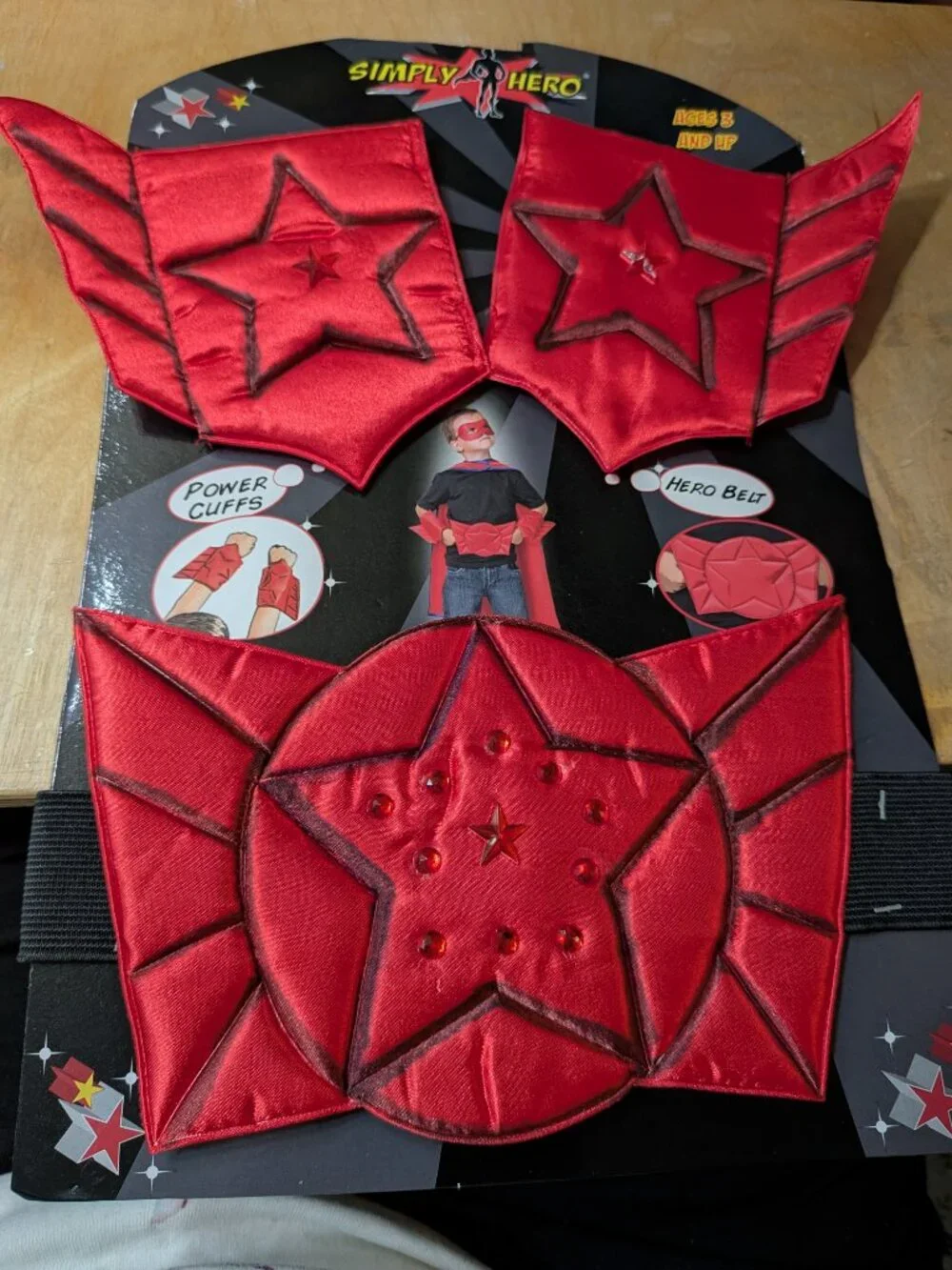 Kids Superhero Costume Set Red Hero Belt & Power Cuffs Ages 3-6 NIP 3 Pc